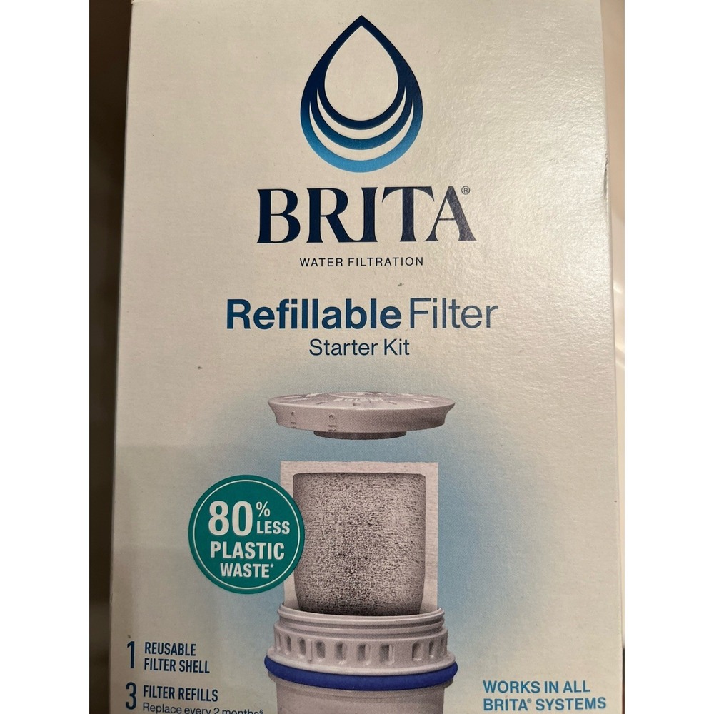 Brita Refillable Filter Starter Kit 1 Reusable Shell 3 Refills Water Filtration